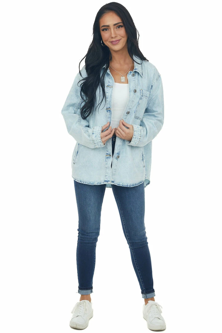 Wishlist Light Wash Button Up Denim Jacket With Pockets 5 Wishlist Light Wash Button Up Denim Jacket With Pockets