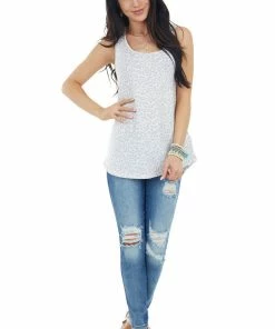 Staccato Ivory And Dove Grey Leopard Print Sleeveless Knit Top Tops