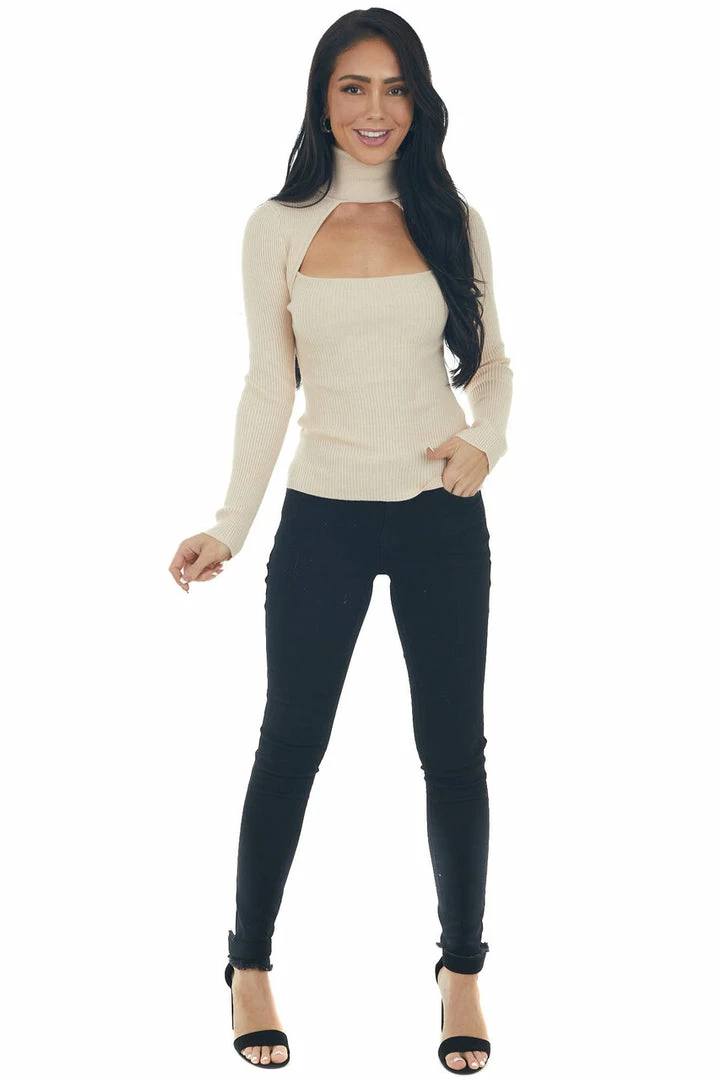 IDEM DITTO Desert Sand Ribbed Knit Long Sleeve Turtleneck 14 IDEM DITTO Desert Sand Ribbed Knit Long Sleeve Turtleneck