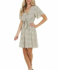 Wishlist Black Ditsy Floral Print Short Flutter Sleeve Short Dress Dresses