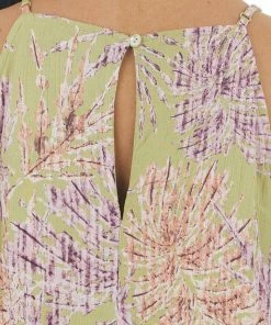 Staccato Pistachio Tropical Print Short Dress With Halter Neckline Dresses