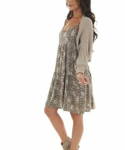 143 Story Latte Multi Tone Open Front Shrug Cardigan Tops