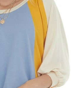 Fantastic Fawn Tops Cornflower Colorblock Raglan Sleeve Top
