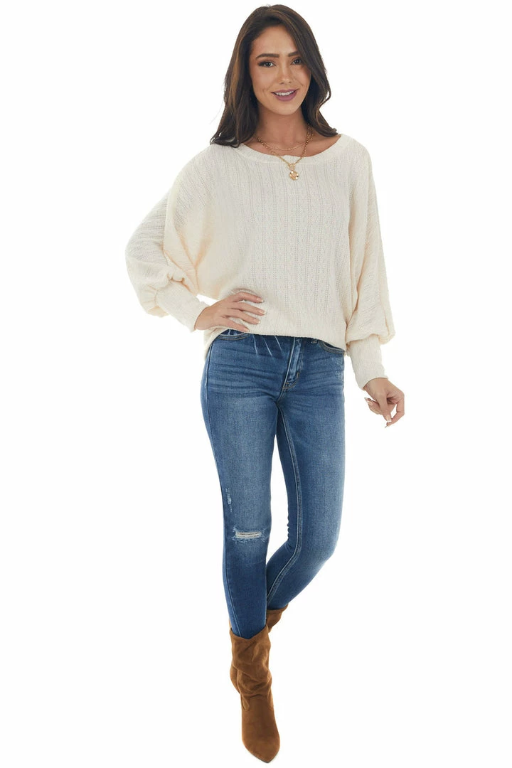 143 Story Tops Vanilla Textured Knit Banded Dolman Sleeve Top 17 143 Story Tops Vanilla Textured Knit Banded Dolman Sleeve Top