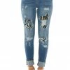 Judy Blue Medium Wash Distressed Skinny Jeans With Leopard Print Patch