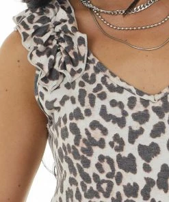 Lovely Melody Vanilla Leopard Print Sleeveless Knit Top With Ruffles 29 Lovely Melody Vanilla Leopard Print Sleeveless Knit Top With Ruffles