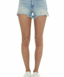 KanCan Medium Wash High Rise Distressed Shorts With Frayed Hem Bottoms 15 KanCan Medium Wash High Rise Distressed Shorts With Frayed Hem Bottoms