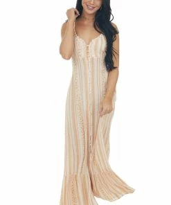 Cozy Co. Dresses Melon And Ivory Printed Button Up Maxi Dress 14 Cozy Co. Dresses Melon And Ivory Printed Button Up Maxi Dress