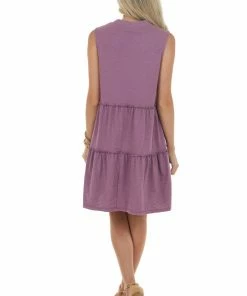 Lush Clothing Dresses Boysenberry Sleeveless Tiered Short Dress