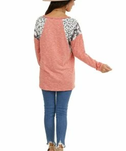 BiBi Tops Coral Long Sleeve Top With Leopard And Snakeskin Print 33 BiBi Tops Coral Long Sleeve Top With Leopard And Snakeskin Print