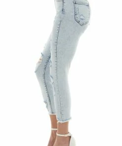 Cello Jeans Light Acid Wash High Rise Cropped Skinny Jeans Bottoms 15 Cello Jeans Light Acid Wash High Rise Cropped Skinny Jeans Bottoms