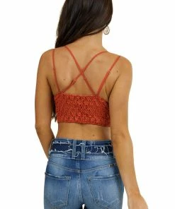 Anemone Accessories Rust Floral Lace Bralette With Criss Cross Straps 25 Anemone Accessories Rust Floral Lace Bralette With Criss Cross Straps