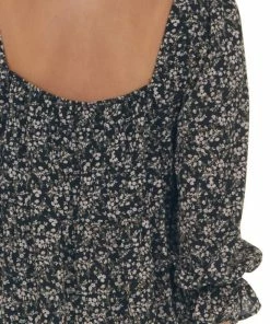 She + Sky Dresses Black Floral Square Neck Tiered Babydoll Dress 32 She + Sky Dresses Black Floral Square Neck Tiered Babydoll Dress