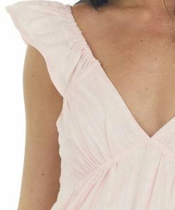 HYFVE Cherry Blossom Tiered V Neck Woven Midi Dress