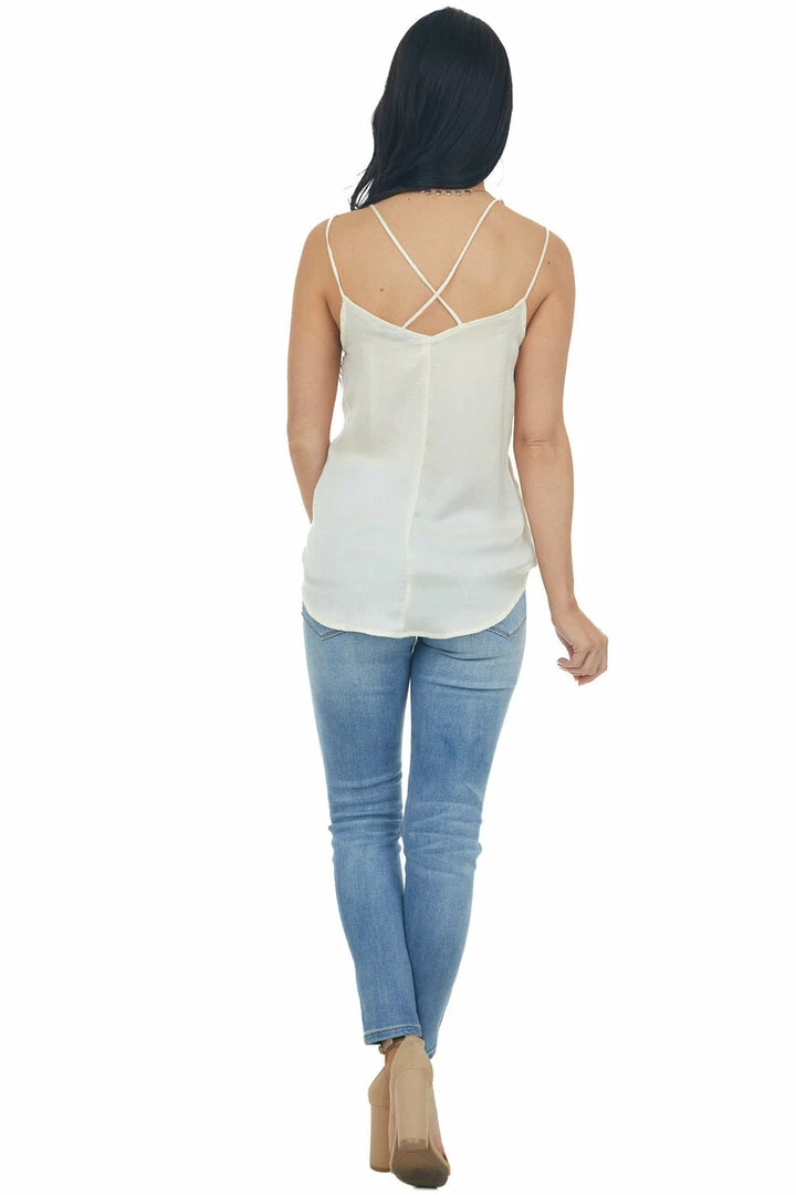 Wishlist Tops Ivory Surplice Woven Camisole Top With Lace Trim 19 Wishlist Tops Ivory Surplice Woven Camisole Top With Lace Trim