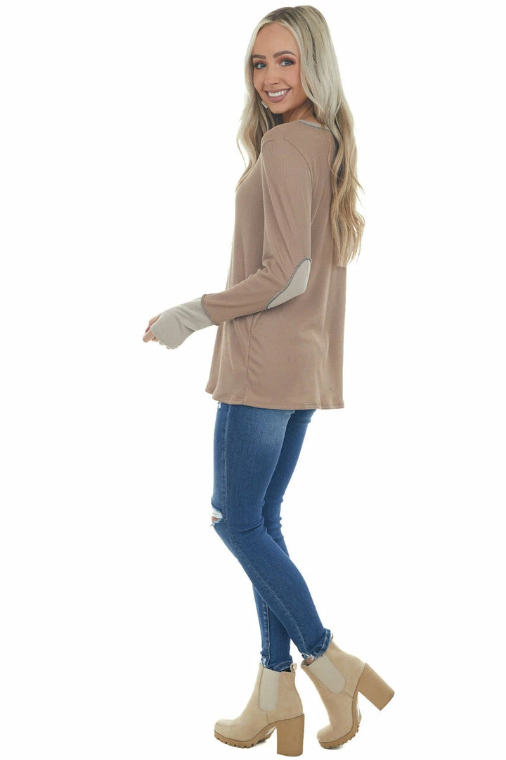 BiBi Latte And Oatmeal Contrast Thermal Knit Top 7 BiBi Latte And Oatmeal Contrast Thermal Knit Top