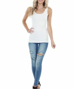 Nikibiki Tops Ivory Seamless Long Tank Top