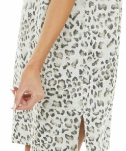 Jodifl Heather Grey Leopard Print Short Sleeve Knit Dress 33 Jodifl Heather Grey Leopard Print Short Sleeve Knit Dress