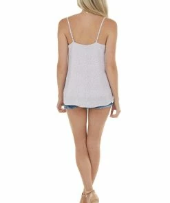 White Birch Tops Lavender And Off White Floral Print Tank Top