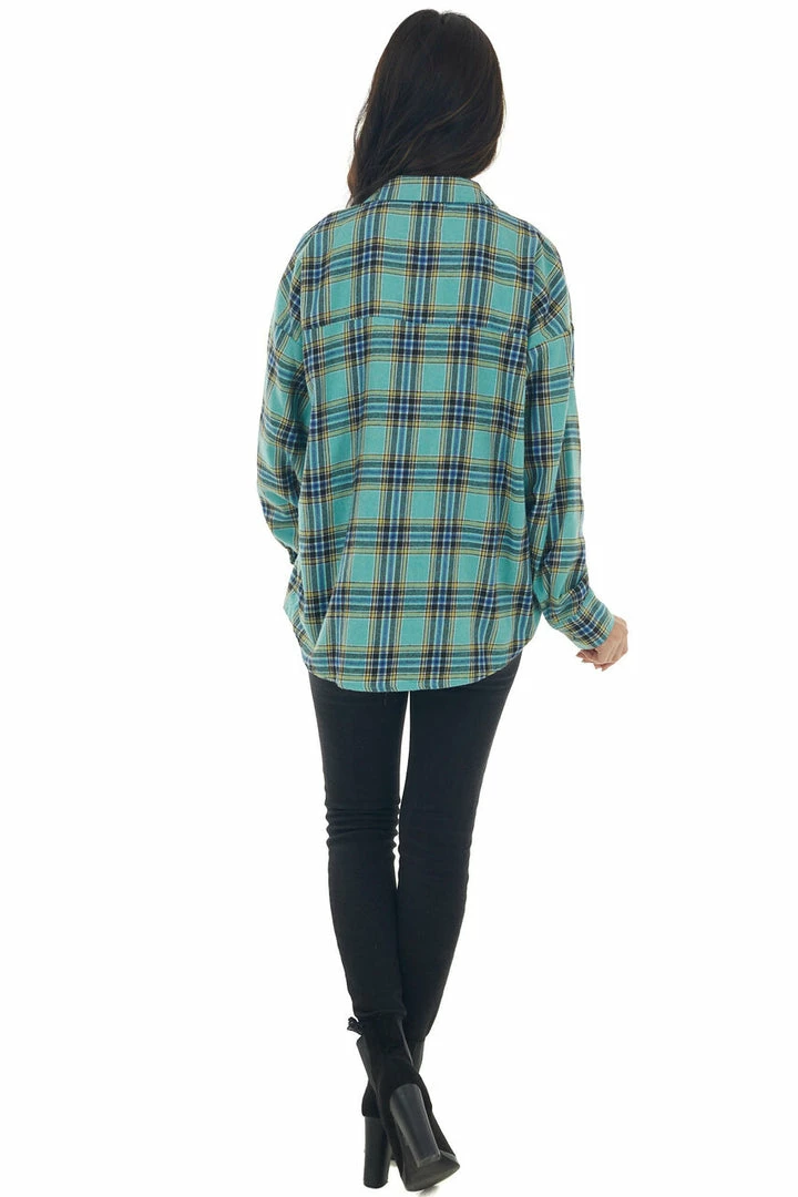 Fantastic Fawn Tops Mint Plaid Collared Chest Pocket Flannel 14 Fantastic Fawn Tops Mint Plaid Collared Chest Pocket Flannel