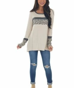 P.S. Kate Tea Rose Colorblock Long Sleeve Knit Top