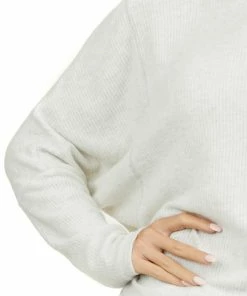 Staccato Ivory Long Sleeve Ribbed Top With Exposed Stitching Detail Tops