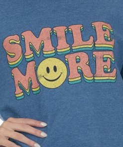 Sweet Claire Faded Cobalt 'Smile More' Graphic Sweatshirt