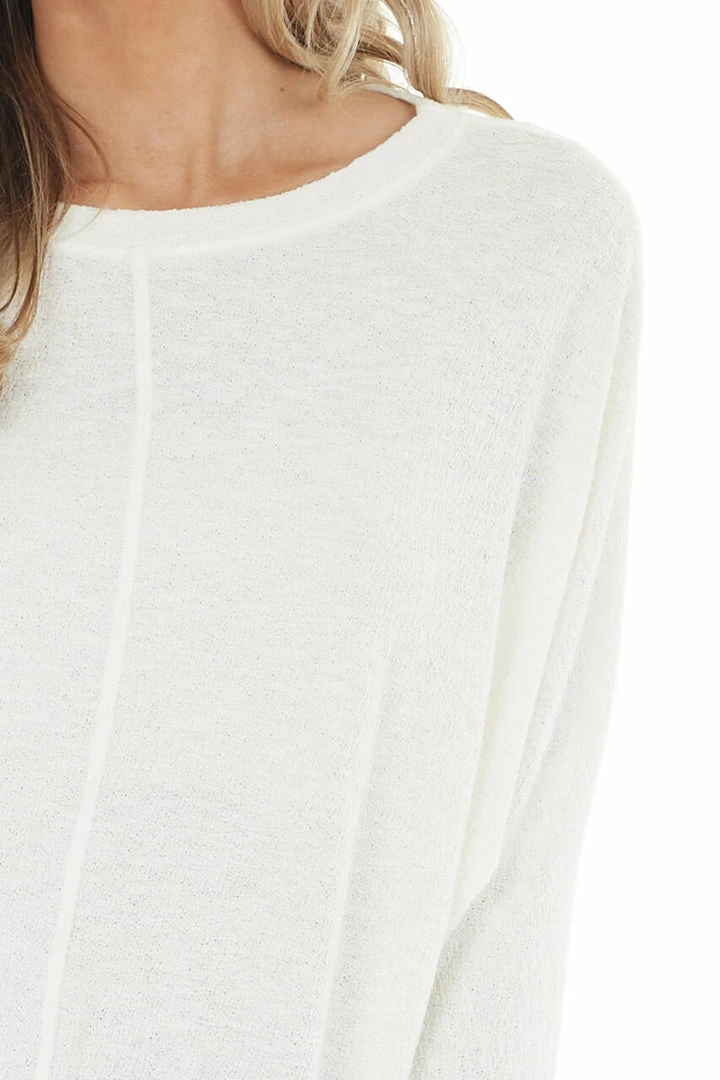 Cherish Ivory Stretchy Textured Knit Top With 3/4 Dolman Sleeves Tops 17 Cherish Ivory Stretchy Textured Knit Top With 3/4 Dolman Sleeves Tops