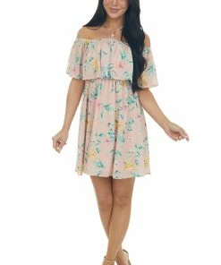 Flying Tomato Misty Rose Floral Print Woven Short Dress Dresses 12 Flying Tomato Misty Rose Floral Print Woven Short Dress Dresses