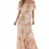 Peach Love Baby Pink Animal Print Off Shoulder Maxi Dress