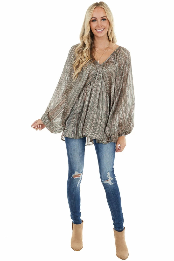 BucketList Forest Green Floral Print Long Puff Sleeve Babydoll Top 16 BucketList Forest Green Floral Print Long Puff Sleeve Babydoll Top