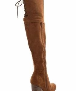 Intouch Footwear Sepia Faux Suede Lace Up Back Tall Boots Shoes