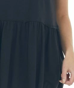 Entro Tops Black Drop Waist Soft Short Sleeve Top