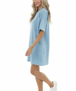 143 Story Powder Blue Dress With Side Pockets And Raw Seam Details Dresses 25 143 Story Powder Blue Dress With Side Pockets And Raw Seam Details Dresses