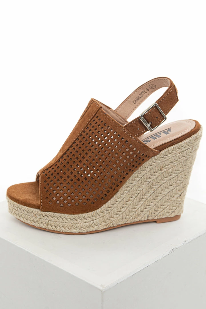 Shoe Shoe Train Shoes Cognac Square Laser Cut Out Espadrille Sling Back Wedges 8 Shoe Shoe Train Shoes Cognac Square Laser Cut Out Espadrille Sling Back Wedges