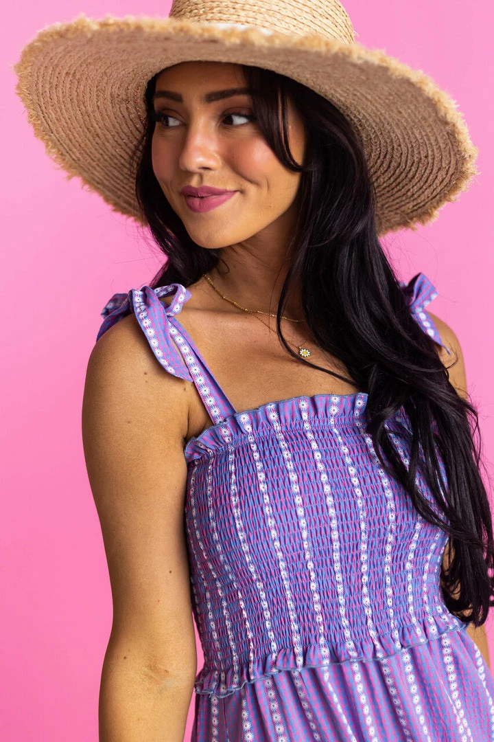 Staccato Dresses Azure And Punch Gingham Smocked Maxi Dress 4 Staccato Dresses Azure And Punch Gingham Smocked Maxi Dress