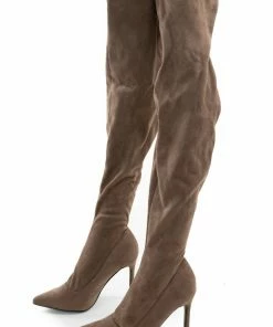 CJ Shoes Coffee Suede Stiletto Heel Thigh High Boots 21 CJ Shoes Coffee Suede Stiletto Heel Thigh High Boots