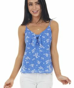 Lush Clothing Cornflower Floral Print Sleeveless Blouse With Tie Detail Tops 26 Lush Clothing Cornflower Floral Print Sleeveless Blouse With Tie Detail Tops
