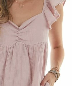 Ces Femme Tea Rose Flutter Sleeve Textured Short Dress 28 Ces Femme Tea Rose Flutter Sleeve Textured Short Dress