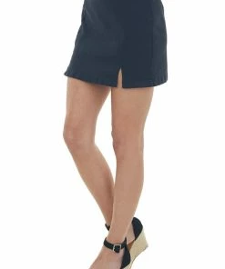 HYFVE Bottoms Black Chambray Seam Detail Skirt With Slits
