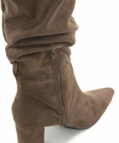 Legend Footwear Dark Latte Pointed Toe Slouchy High Heel Boots