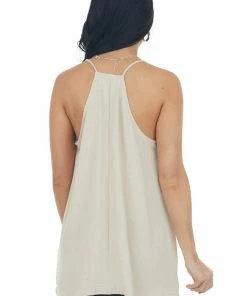VISION Tops Latte V Neck Lace Trim Racerback Camisole 29 VISION Tops Latte V Neck Lace Trim Racerback Camisole