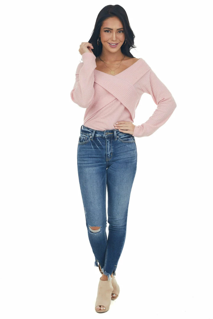 BiBi Bubblegum Criss Cross Brushed Waffle Knit Top 18 BiBi Bubblegum Criss Cross Brushed Waffle Knit Top