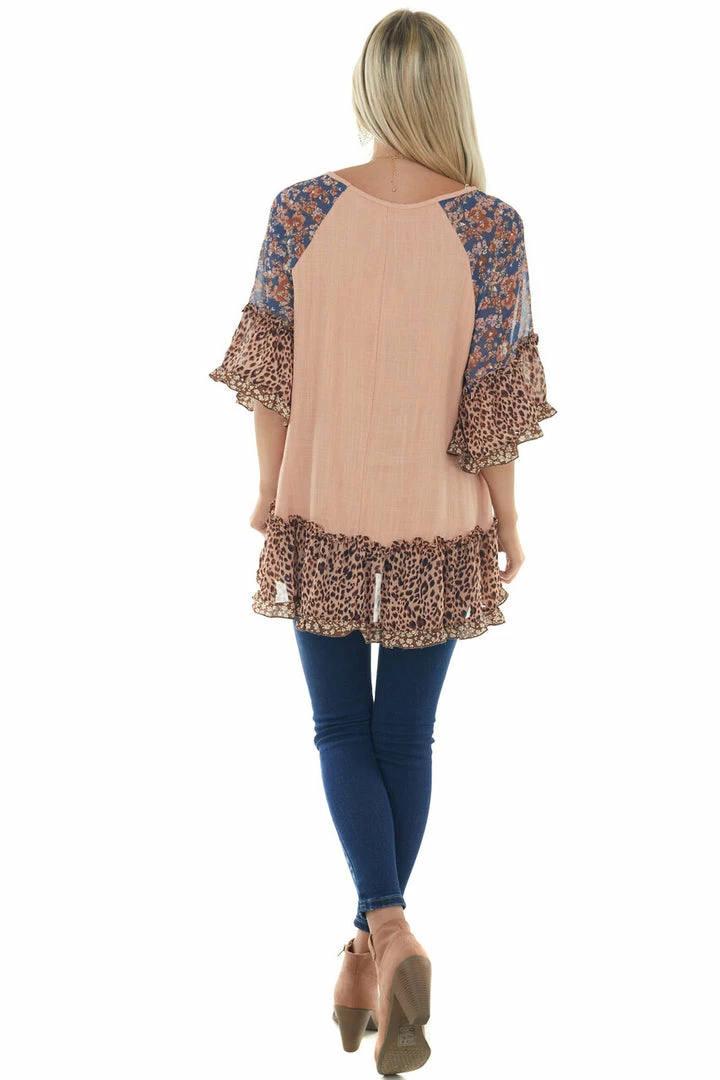 Umgee Tops Apricot Multiprint Colorblock Tunic Length Top 13 Umgee Tops Apricot Multiprint Colorblock Tunic Length Top