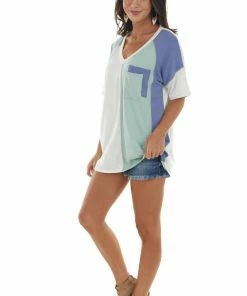 Vanilla Bay Sage And Blue Colorblock Double Pocket Tee 15 Vanilla Bay Sage And Blue Colorblock Double Pocket Tee