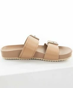 CCOCCI Dark Latte Double Buckle Strap Slide Sandals 25 CCOCCI Dark Latte Double Buckle Strap Slide Sandals