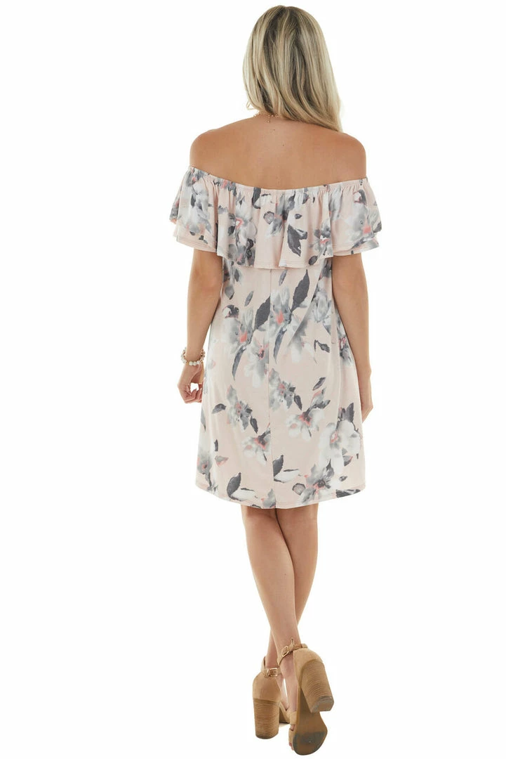 Sweet Lovely Blush Floral Off Shoulder Overlay Mini Dress Dresses 9 Sweet Lovely Blush Floral Off Shoulder Overlay Mini Dress Dresses