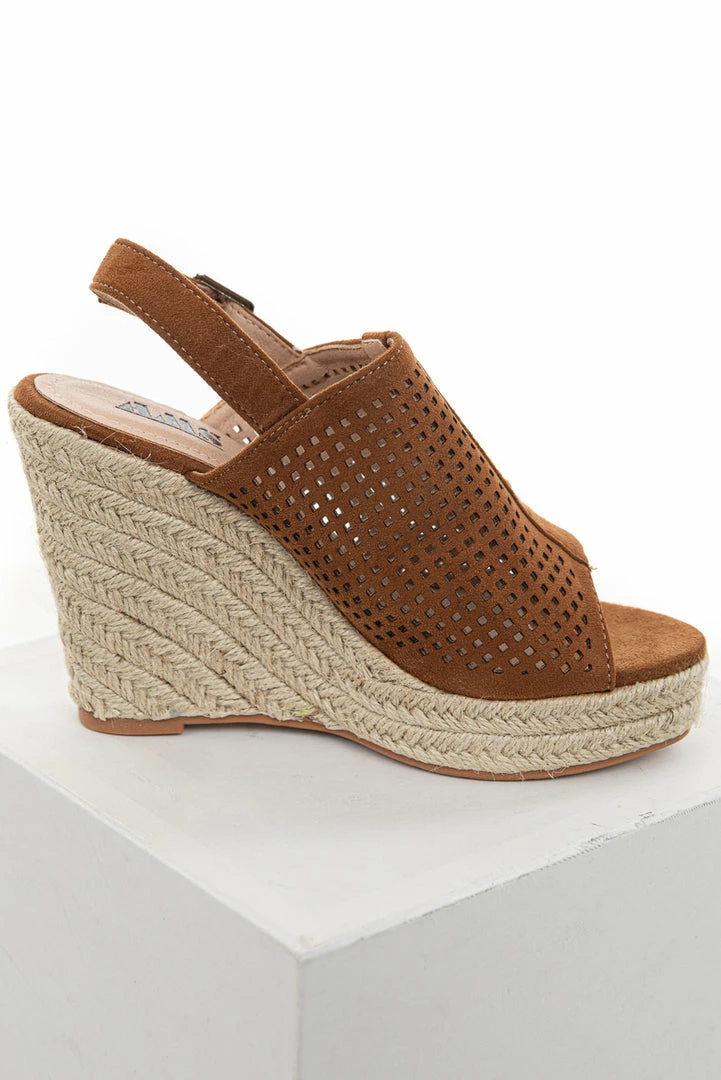 Shoe Shoe Train Shoes Cognac Square Laser Cut Out Espadrille Sling Back Wedges 10 Shoe Shoe Train Shoes Cognac Square Laser Cut Out Espadrille Sling Back Wedges