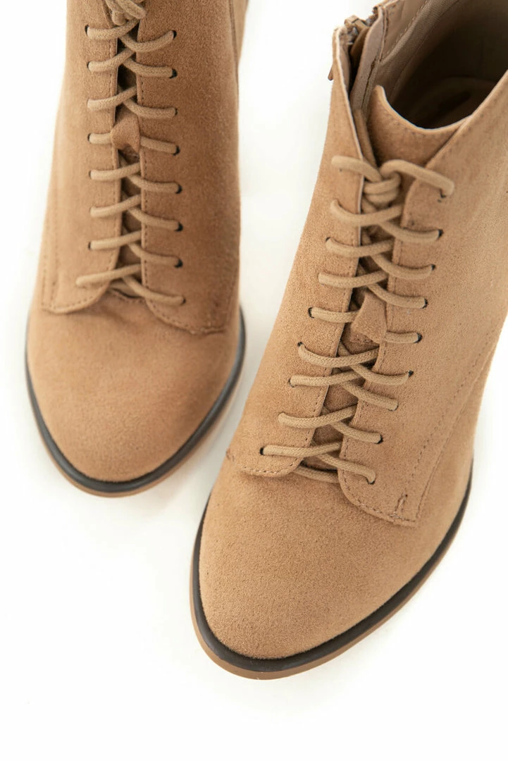 FORTUNE DYNAMIC Nude Faux Suede Lace Up High Heel Booties 13 FORTUNE DYNAMIC Nude Faux Suede Lace Up High Heel Booties