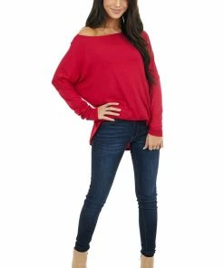 FSL APPAREL Ruby Long Sleeve Stretchy Knit Top With Boat Neckline Tops 29 FSL APPAREL Ruby Long Sleeve Stretchy Knit Top With Boat Neckline Tops